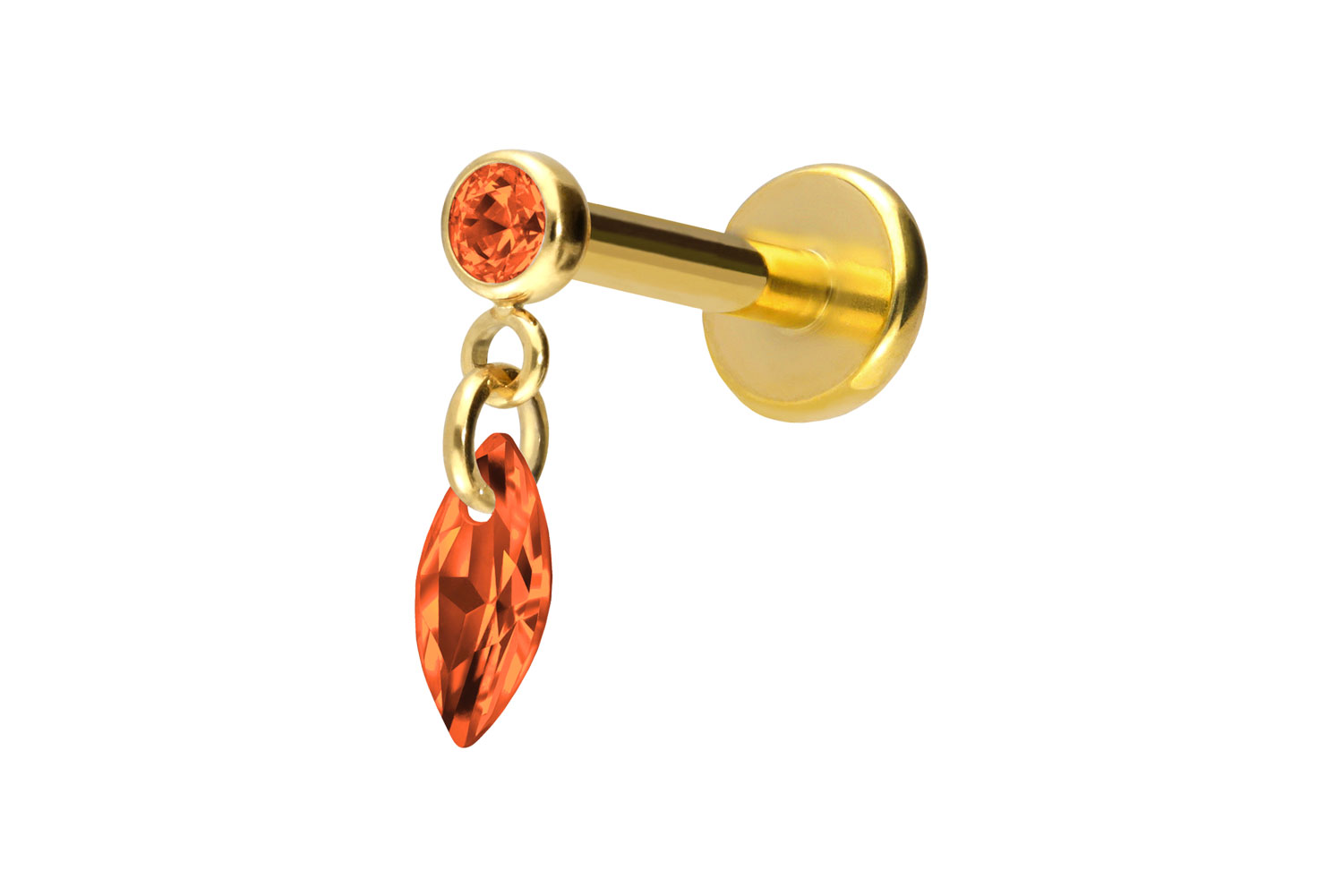 Titan Labret Piercing mit Push Fit KRISTALLOVAL